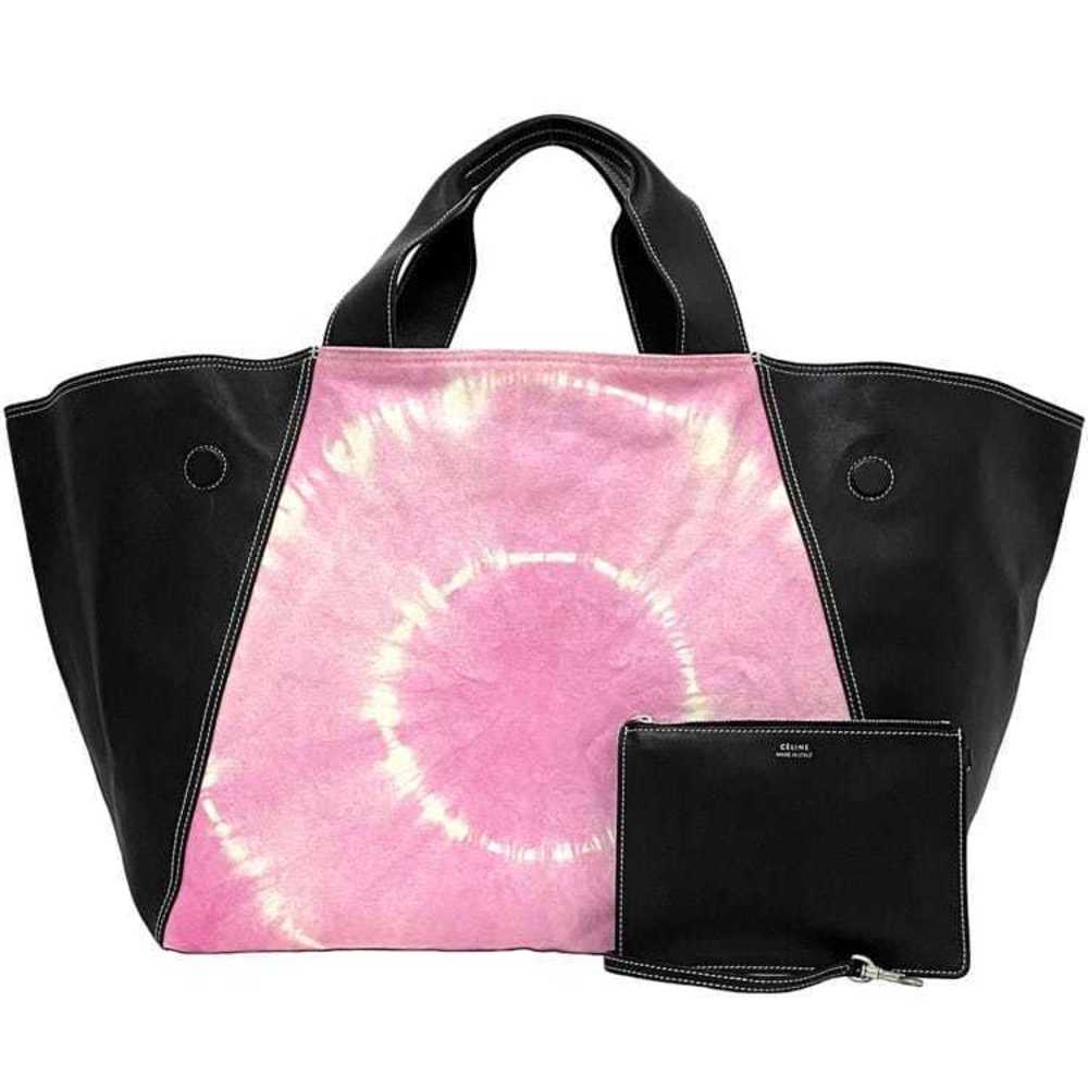 Celine Pink Pouch Bag White Tie SL Handbag dye Leather Tote Black